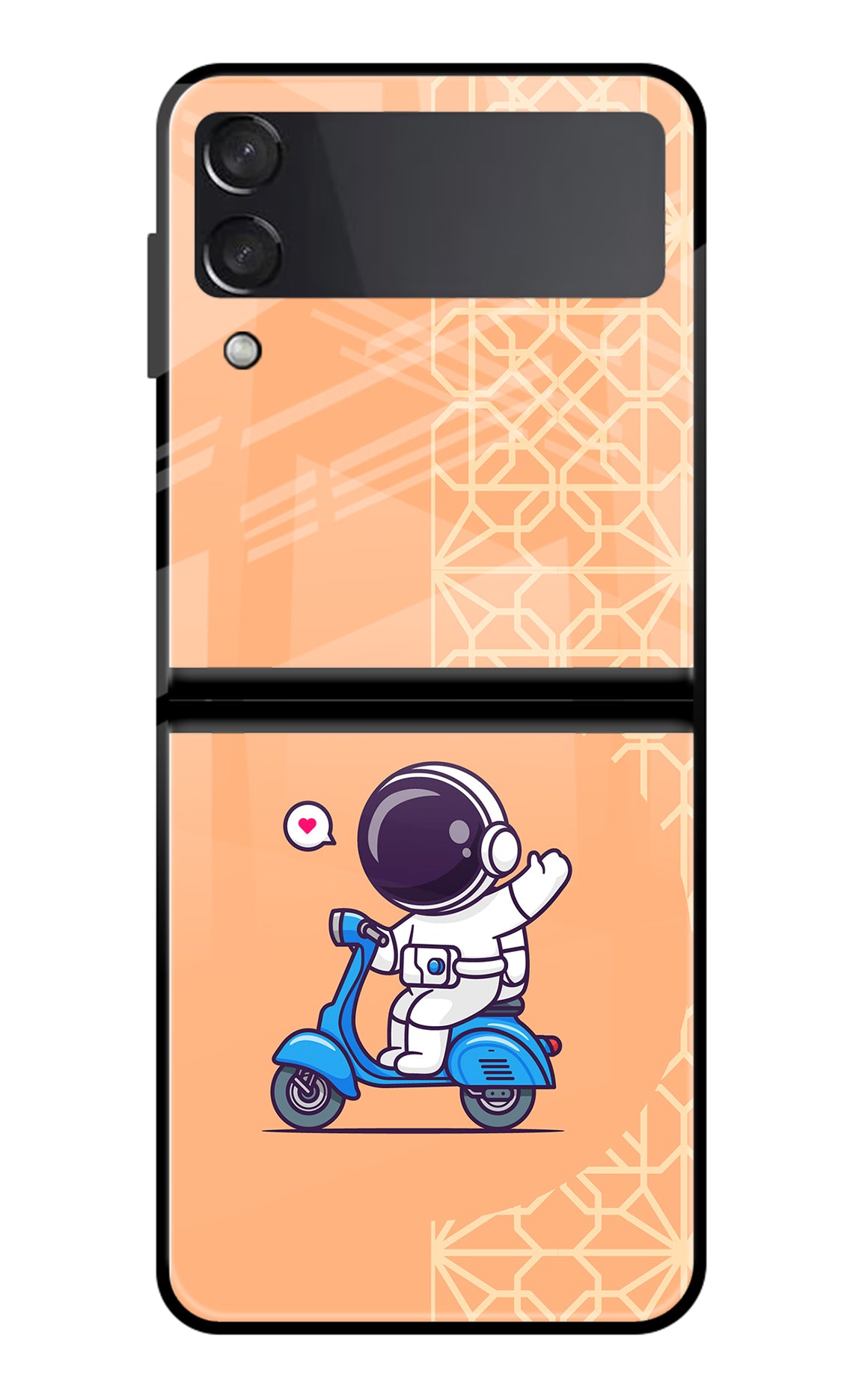 Cute Astronaut Riding Samsung Galaxy Z Flip3 Glass Case