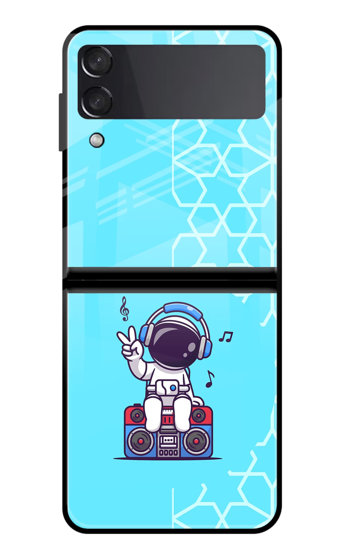 Cute Astronaut Chilling Samsung Galaxy Z Flip3 Glass Case Back Cover by Casekaro