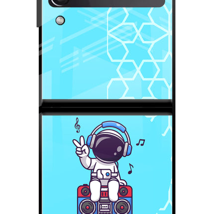 Cute Astronaut Chilling Samsung Galaxy Z Flip3 Glass Case
