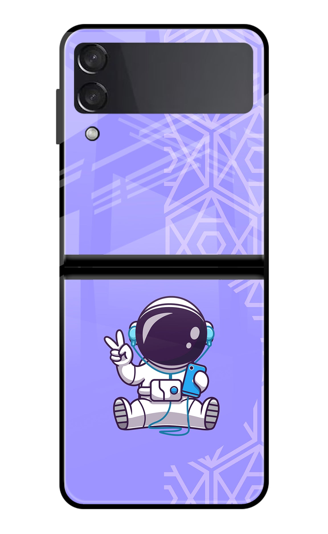 Cute Astronaut Chilling Samsung Galaxy Z Flip3 Glass Case