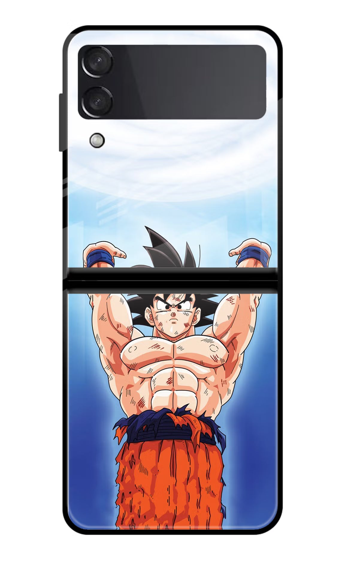 Goku Power Samsung Galaxy Z Flip3 Glass Case Back Cover by Casekaro
