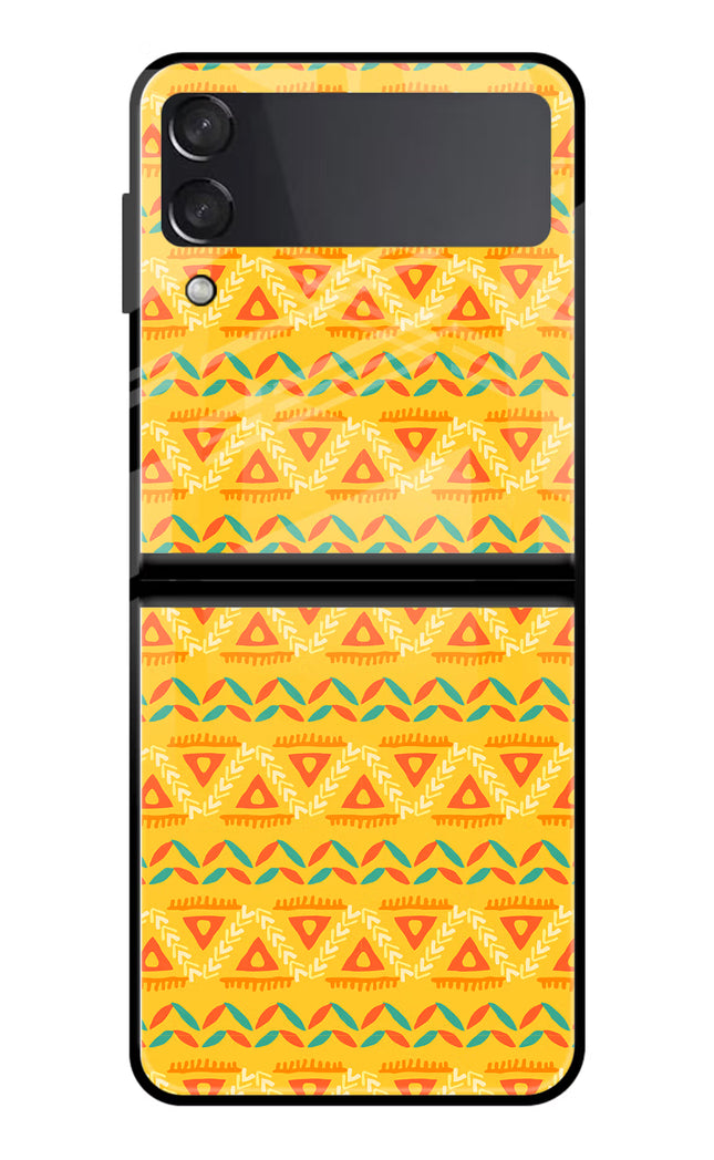 Tribal Pattern Samsung Galaxy Z Flip3 Glass Case Back Cover by Casekaro