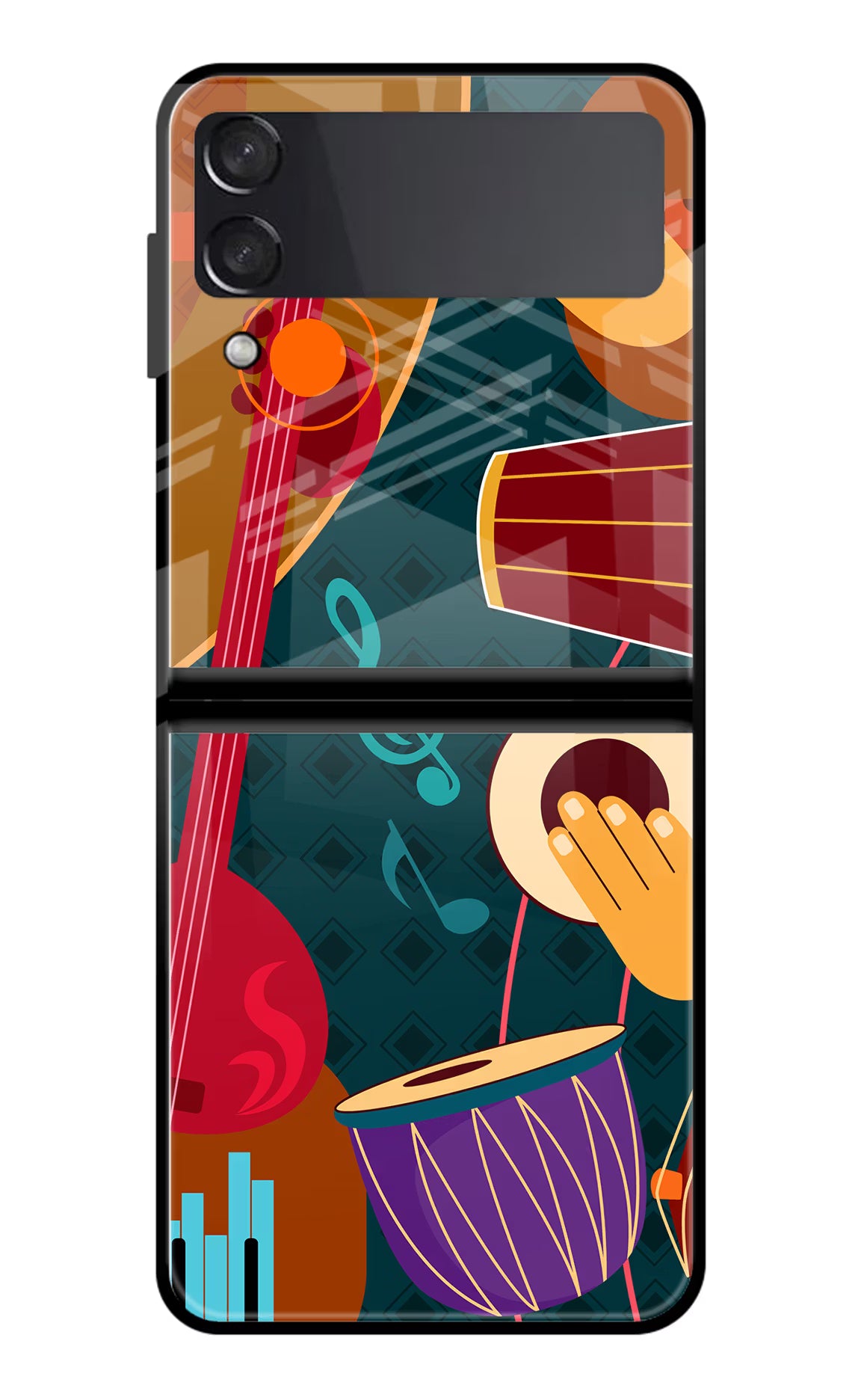 Music Instrument Samsung Galaxy Z Flip3 Glass Case Back Cover by Casekaro