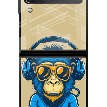 Monkey Headphone Samsung Galaxy Z Flip3 Glass Case