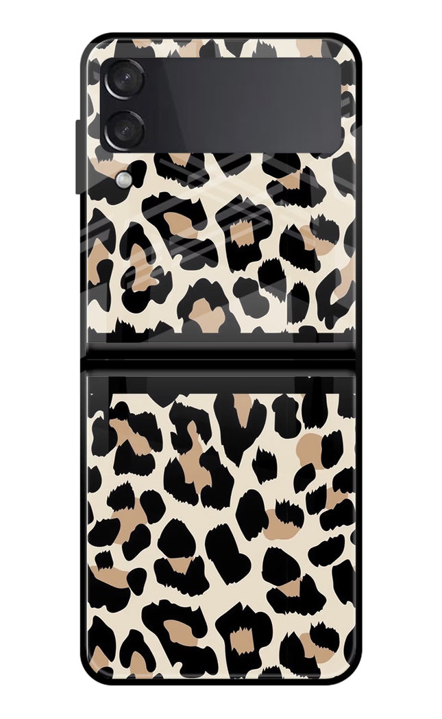 Leopard Print Self Love Samsung Galaxy Z Flip3 Glass Case Back Cover by Casekaro