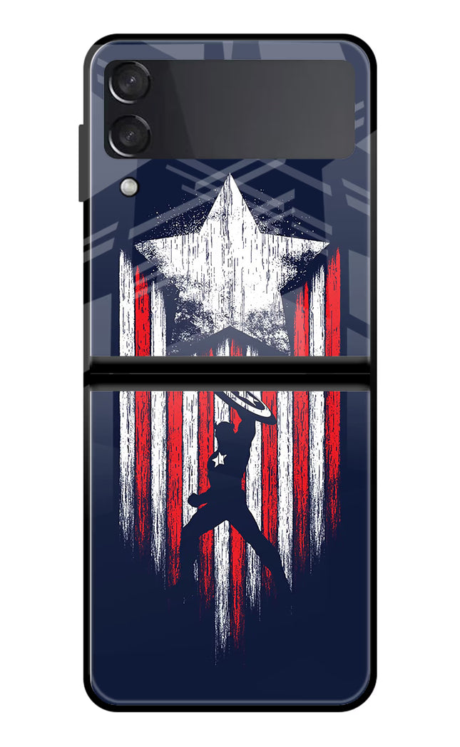 Captain America Marvel Art Samsung Galaxy Z Flip3 Glass Case Back Cover by Casekaro
