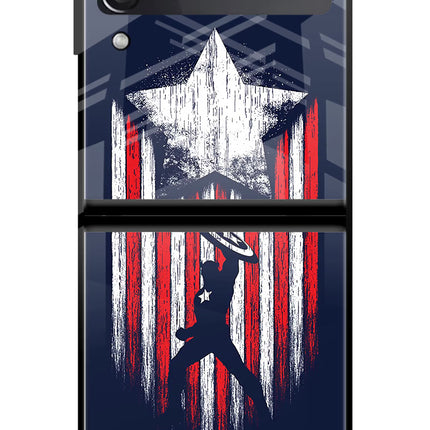 Captain America Marvel Art Samsung Galaxy Z Flip3 Glass Case