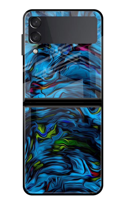 Dark Blue Abstract Samsung Galaxy Z Flip3 Glass Case