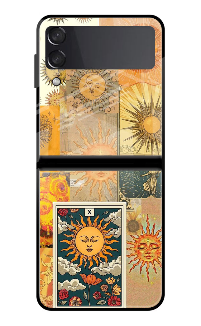 Sun Samsung Galaxy Z Flip3 Glass Case Back Cover by Casekaro