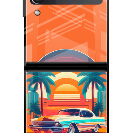 Palm Drive 80s Samsung Galaxy Z Flip3 Glass Case