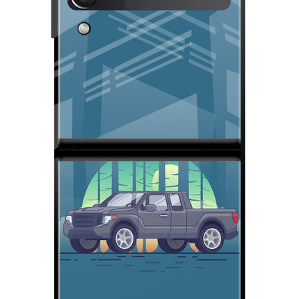 Retro Garage Vibe Samsung Galaxy Z Flip3 Glass Case
