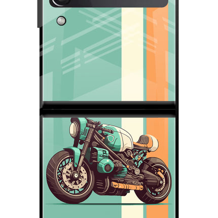 Striped Moto Drift Samsung Galaxy Z Flip3 Glass Case