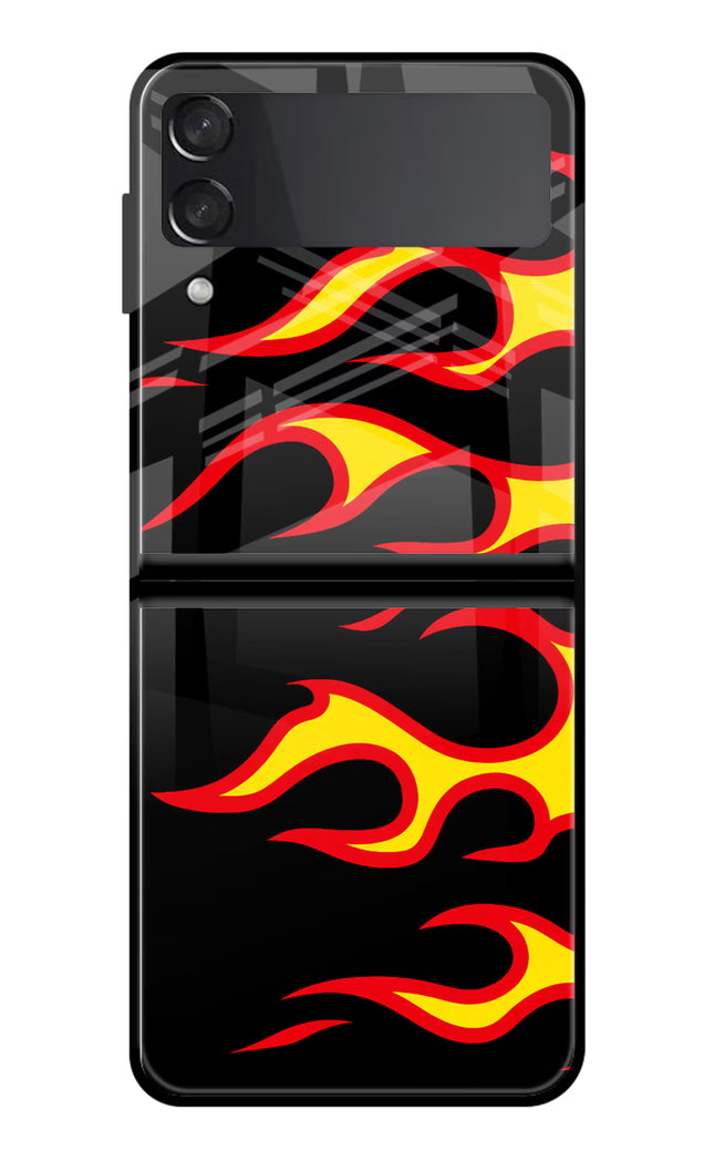 Side Sweep Flames Samsung Galaxy Z Flip3 Glass Case