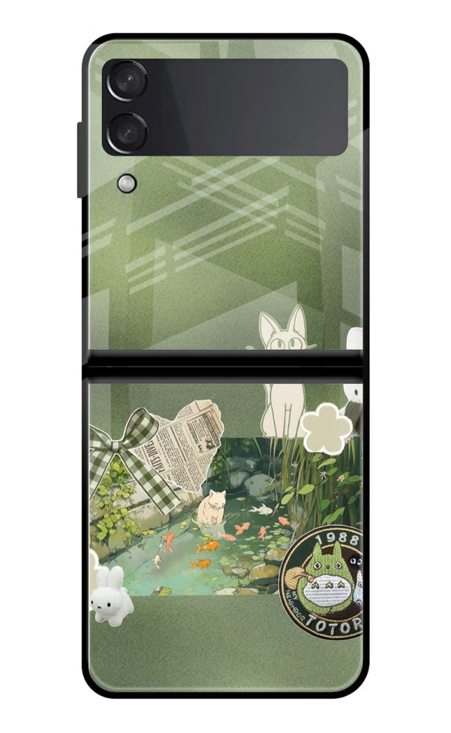 Aesthetic anime Samsung Galaxy Z Flip3 Glass Case
