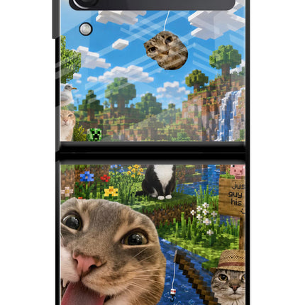 Minecraft Cat Chaos Samsung Galaxy Z Flip3 Glass Case