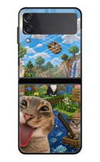 Minecraft Cat Chaos Samsung Galaxy Z Flip3 Glass Case