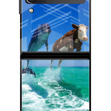 Dolphin vs Cow Samsung Galaxy Z Flip3 Glass Case