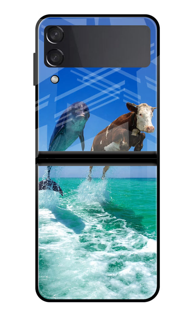 Dolphin vs Cow Samsung Galaxy Z Flip3 Glass Case