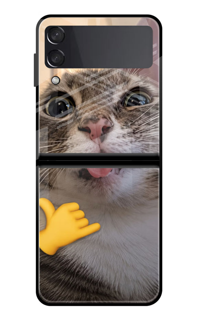 Silly Cat Call Samsung Galaxy Z Flip3 Glass Case