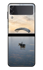 Skydiving Cow Samsung Galaxy Z Flip3 Glass Case