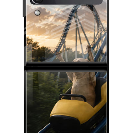 Rollercoaster Dog Samsung Galaxy Z Flip3 Glass Case