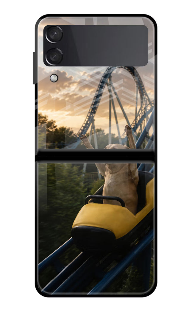 Rollercoaster Dog Samsung Galaxy Z Flip3 Glass Case