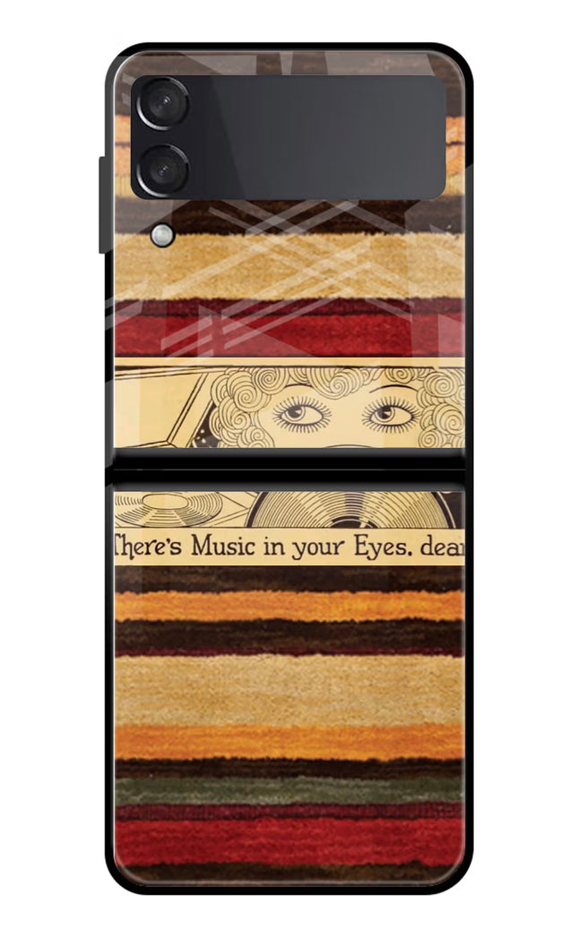 Vinyl Stripes Samsung Galaxy Z Flip3 Glass Case Back Cover by Casekaro