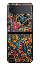 Folk Print Samsung Galaxy Z Flip3 Glass Case