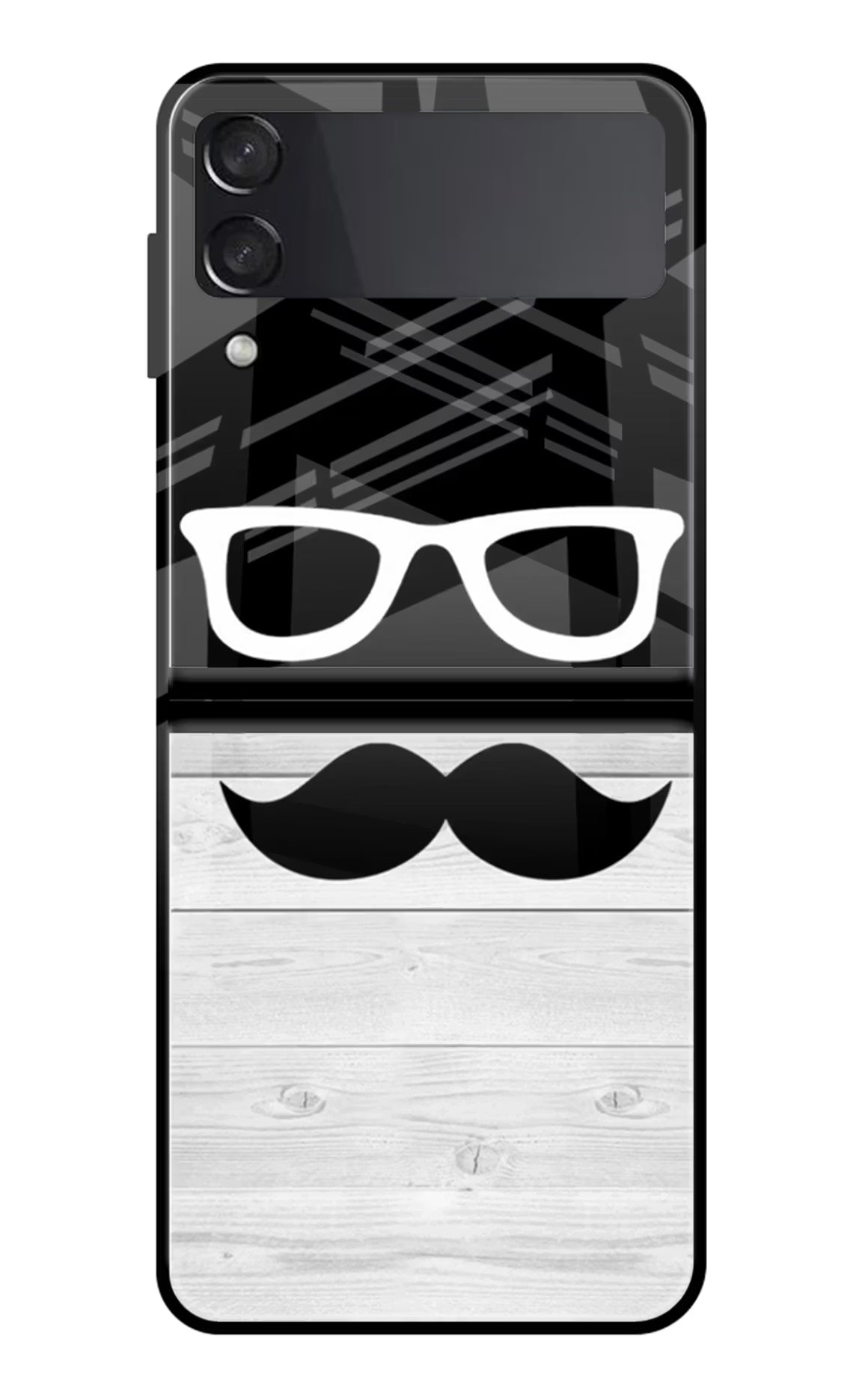 Mustache Samsung Galaxy Z Flip4 Glass Case Back Cover by Casekaro