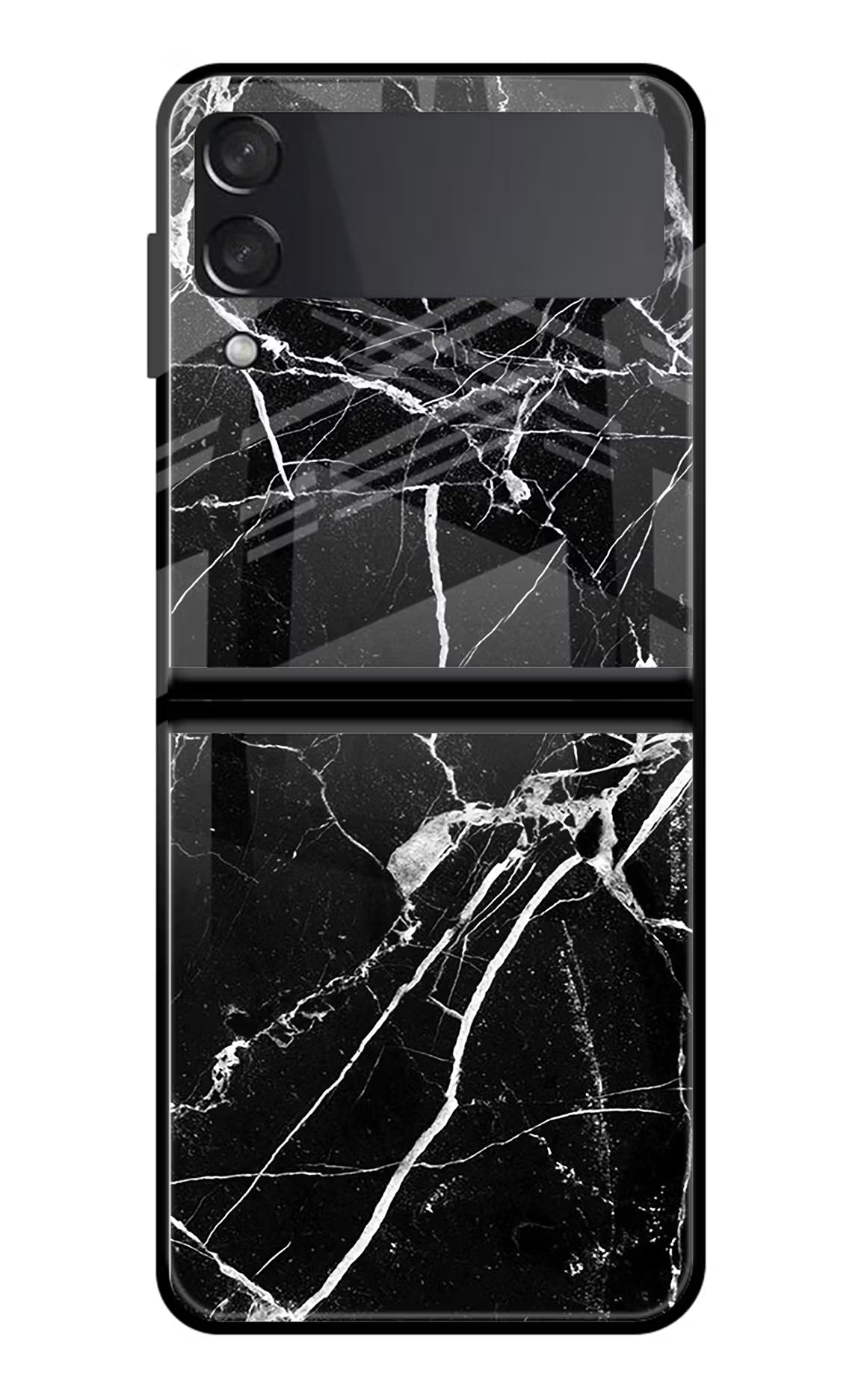 Black Marble Pattern Samsung Galaxy Z Flip4 Glass Case Back Cover by Casekaro