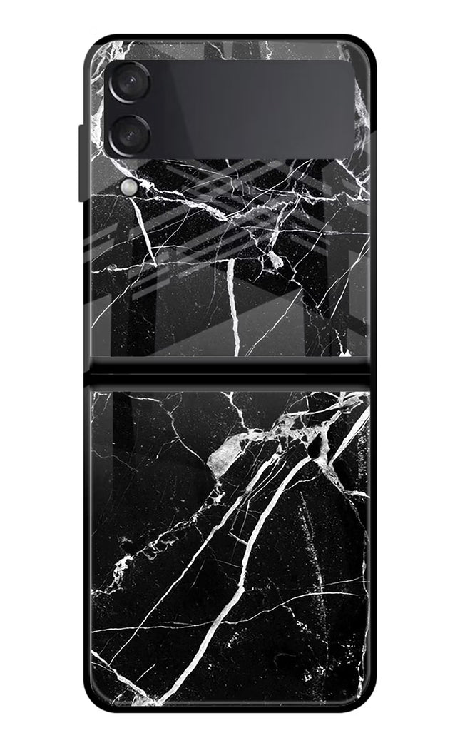 Black Marble Pattern Samsung Galaxy Z Flip4 Glass Case