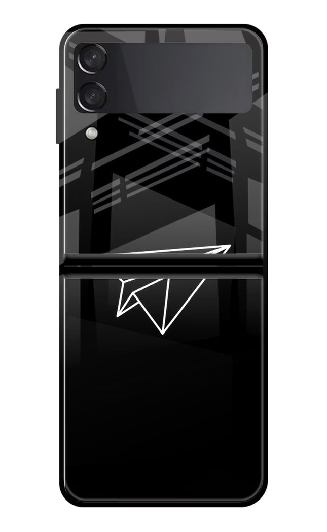Paper Plane White Samsung Galaxy Z Flip4 Glass Case