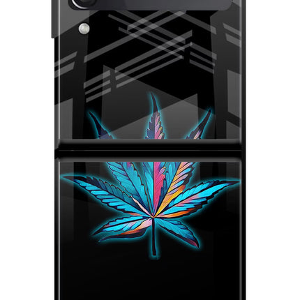Weed Samsung Galaxy Z Flip4 Glass Case Back Cover by Casekaro