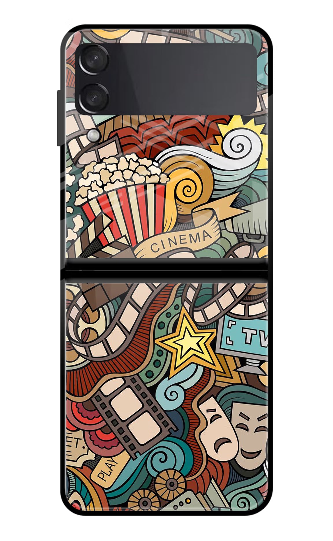 Cinema Abstract Samsung Galaxy Z Flip4 Glass Case Back Cover by Casekaro