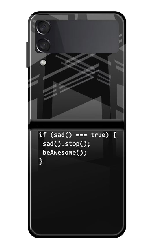 Life Motto Code Samsung Galaxy Z Flip4 Glass Case