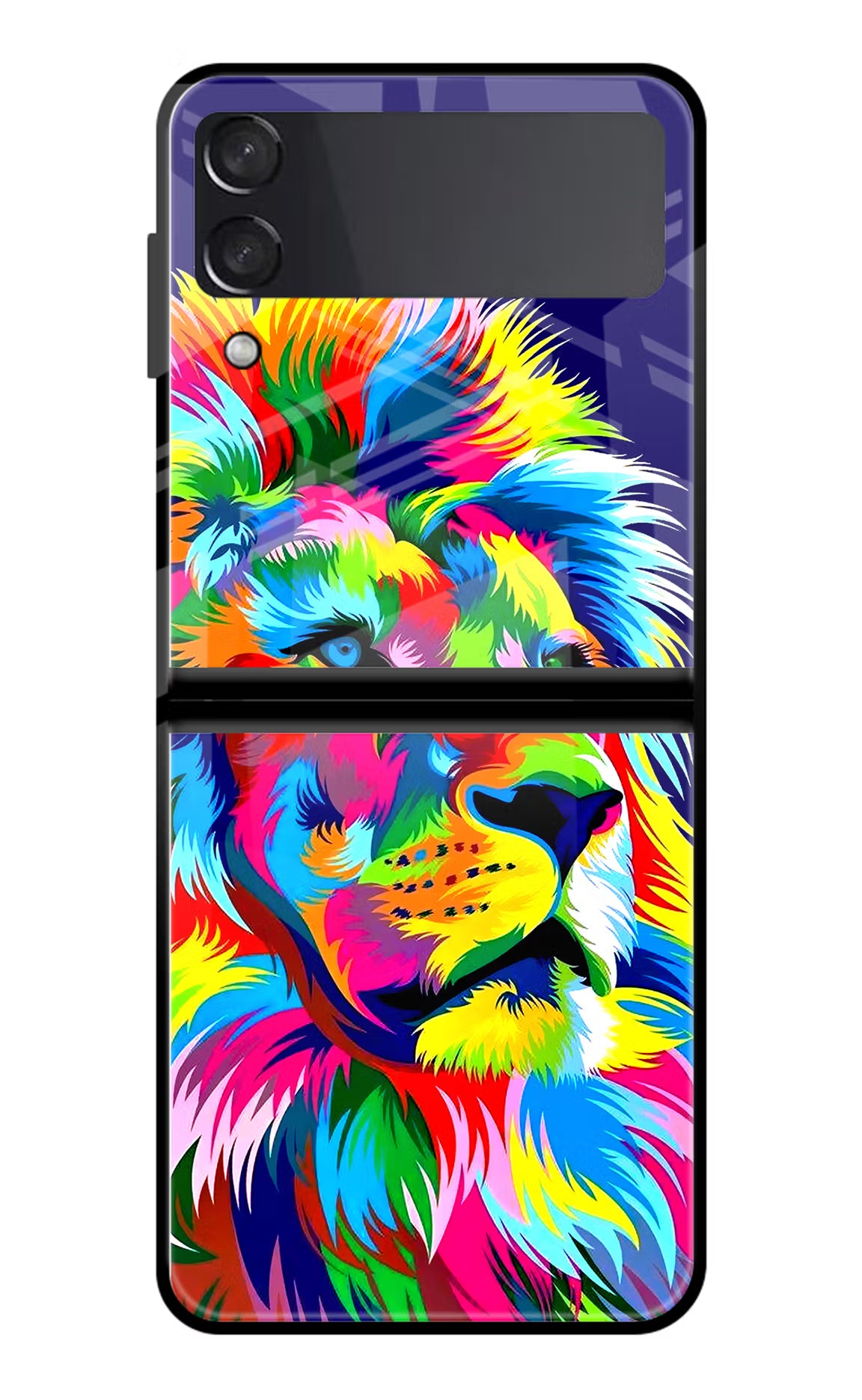 Vector Art Lion Samsung Galaxy Z Flip4 Glass Case Back Cover by Casekaro