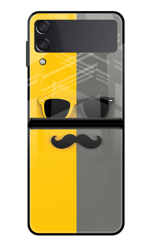 Sunglasses with Mustache Samsung Galaxy Z Flip4 Glass Case
