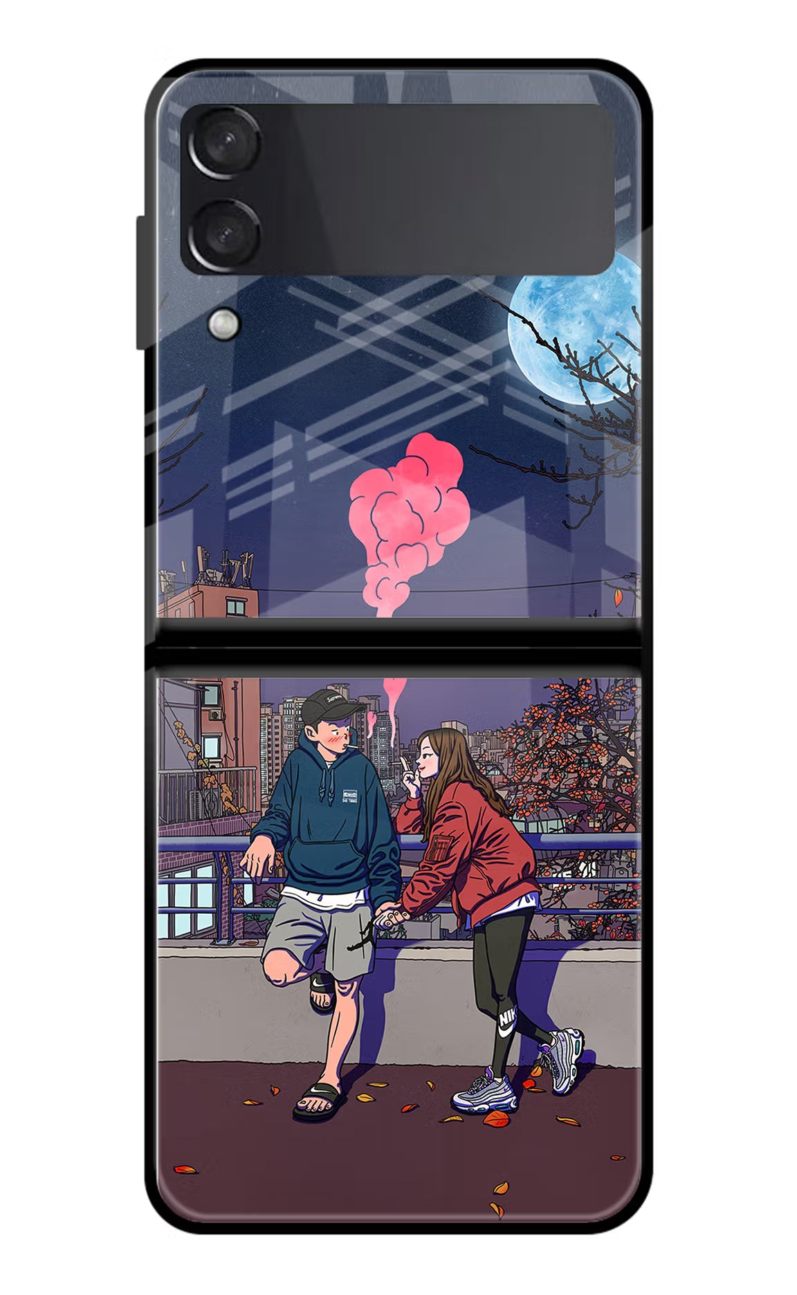 Chilling Couple Samsung Galaxy Z Flip4 Glass Case Back Cover by Casekaro