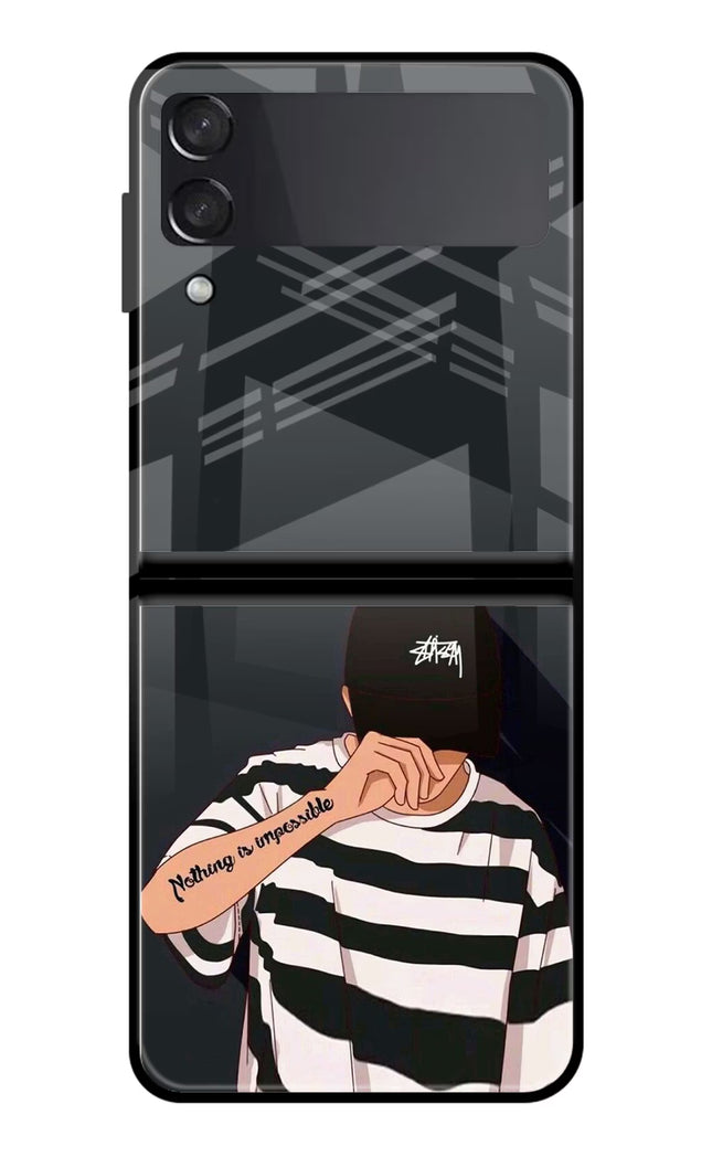 Aesthetic Boy Samsung Galaxy Z Flip4 Glass Case Back Cover by Casekaro
