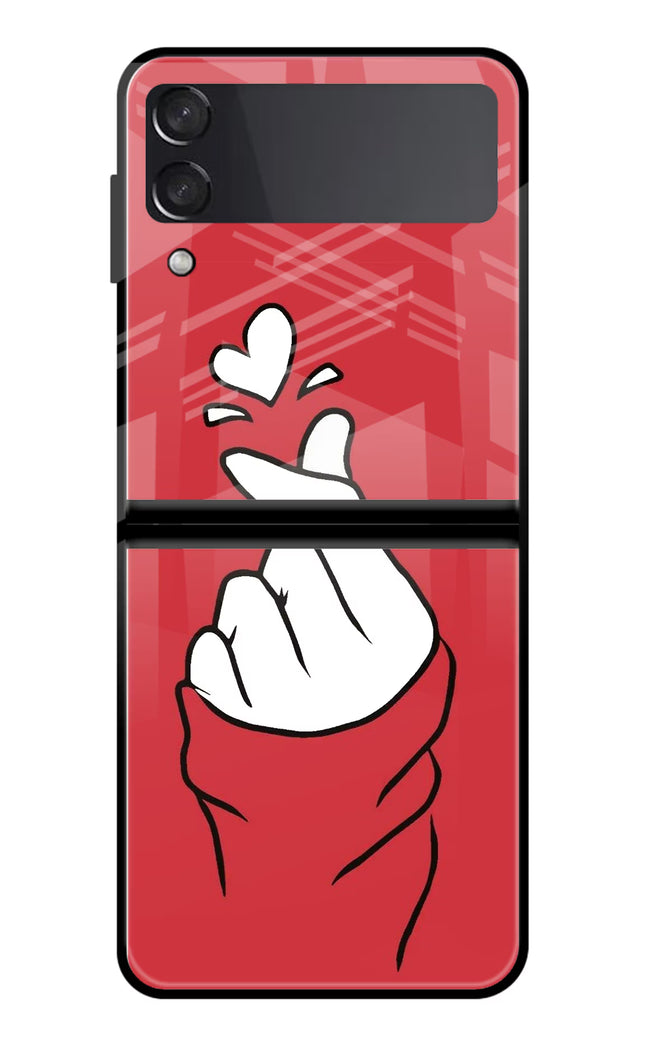Korean Love Sign Samsung Galaxy Z Flip4 Glass Case Back Cover by Casekaro