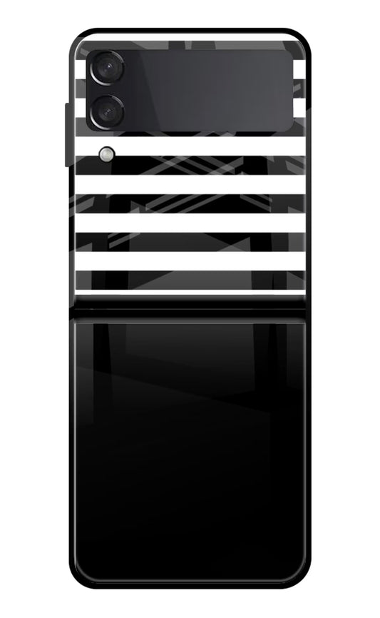 Black and White Print Samsung Galaxy Z Flip4 Glass Case