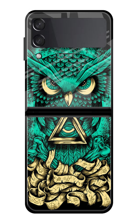Green Owl Samsung Galaxy Z Flip4 Glass Case