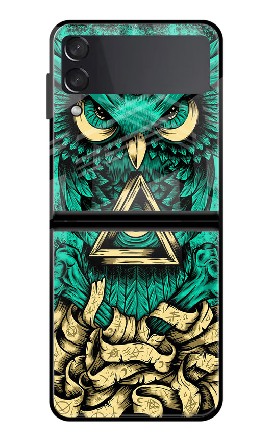 Green Owl Samsung Galaxy Z Flip4 Glass Case
