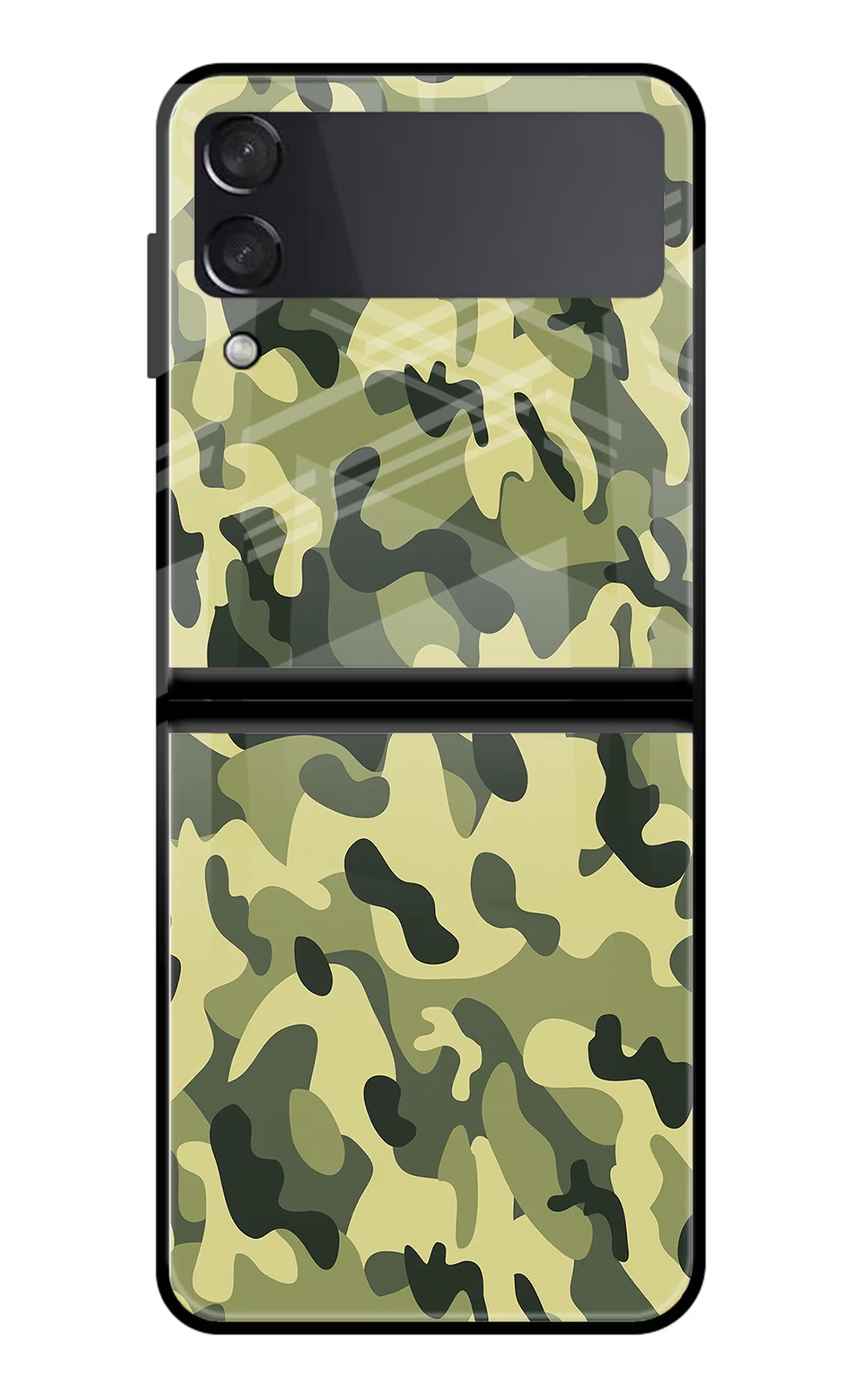 Camouflage Samsung Galaxy Z Flip4 Glass Case Back Cover by Casekaro