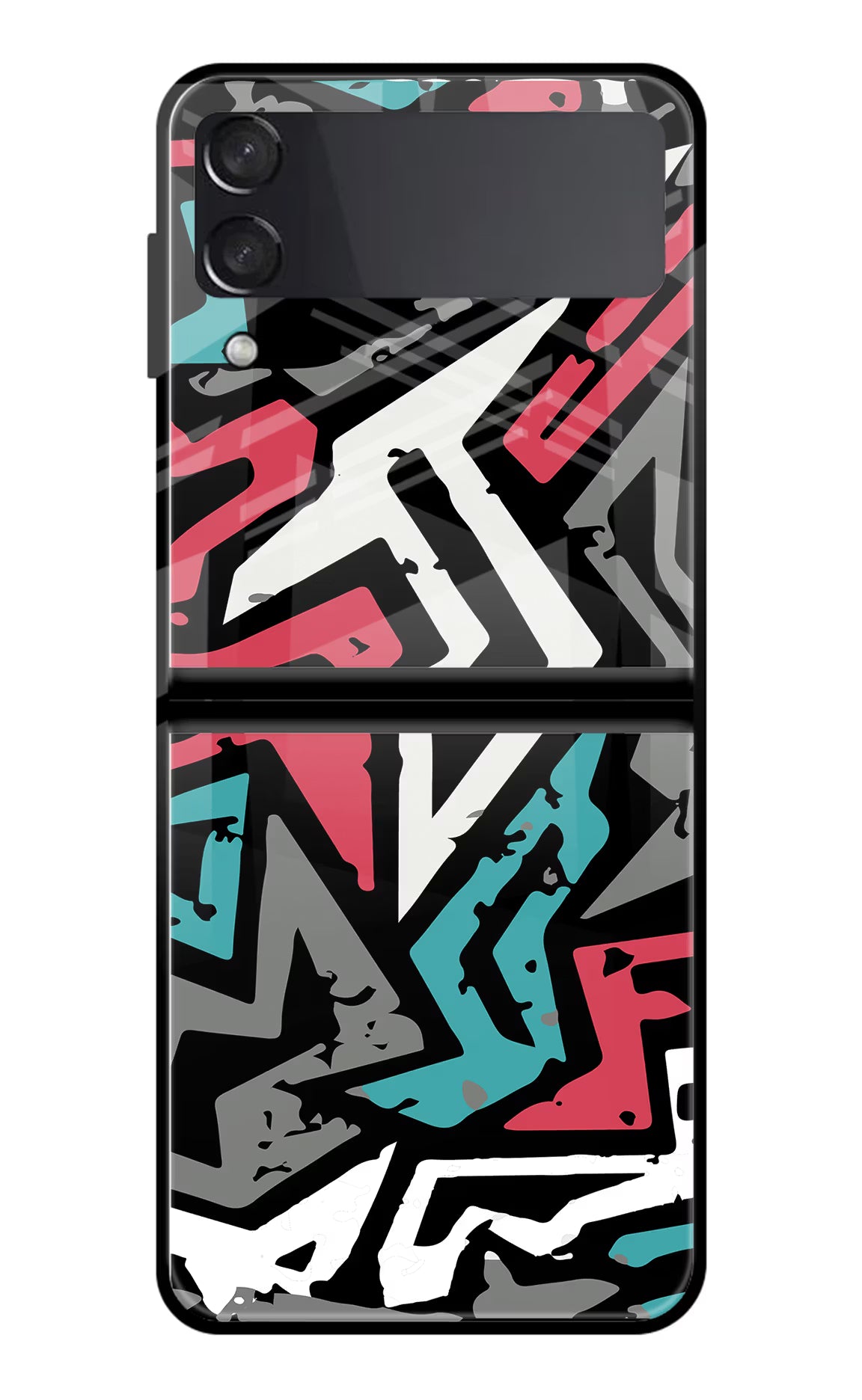 Geometric Graffiti Samsung Galaxy Z Flip4 Glass Case Back Cover by Casekaro