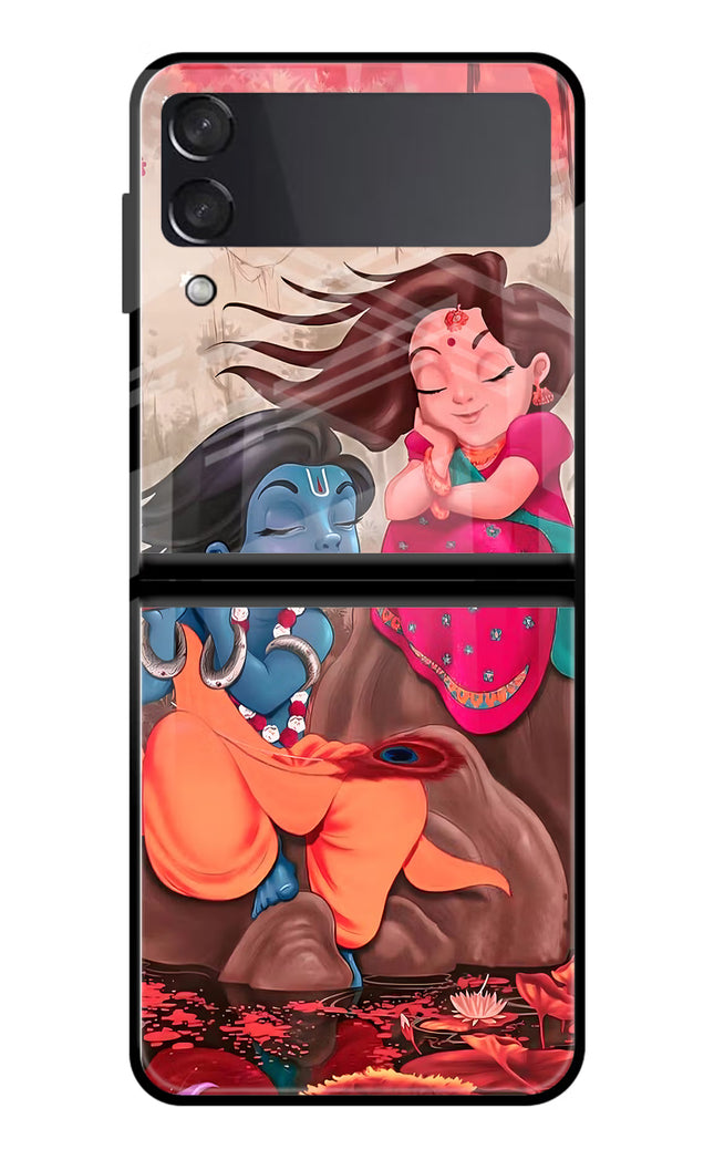Radhe Krishna Samsung Galaxy Z Flip4 Glass Case Back Cover by Casekaro