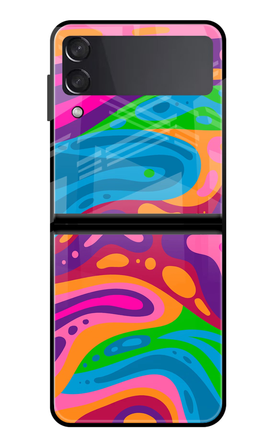 Trippy Pattern Samsung Galaxy Z Flip4 Glass Case Back Cover by Casekaro