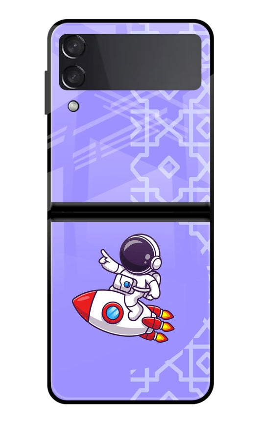 Cute Astronaut Samsung Galaxy Z Flip4 Glass Case