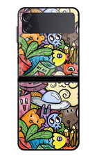 Veggie Doodle Samsung Galaxy Z Flip4 Glass Case Back Cover by Casekaro