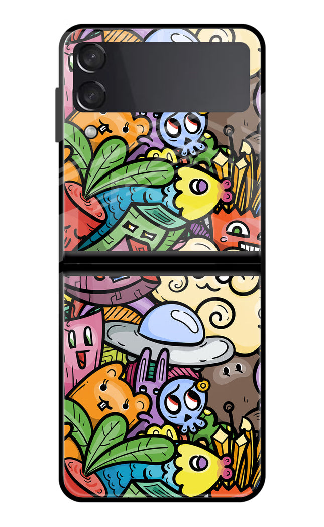 Veggie Doodle Samsung Galaxy Z Flip4 Glass Case Back Cover by Casekaro